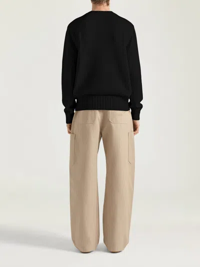 Givenchy Black Crew Neck Sweater With Logo Lettering On The Front In Cotton Man In Black