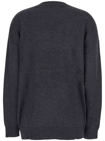 Isabel Marant Women Grey V-neck Sweater With Ring Detail At The Waist In Fabric Woman In Gray