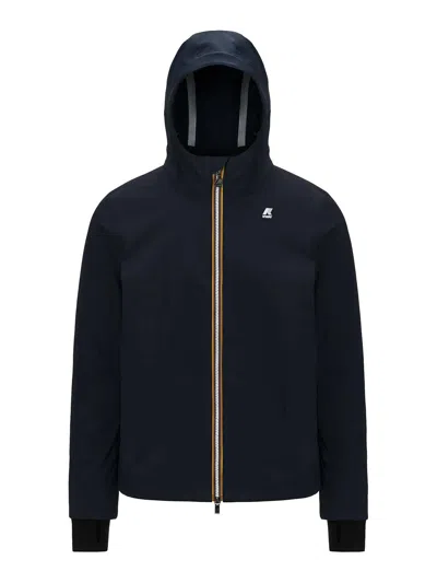K-way Hooded Jacket Featuring Elasticated Cuffs In Blue