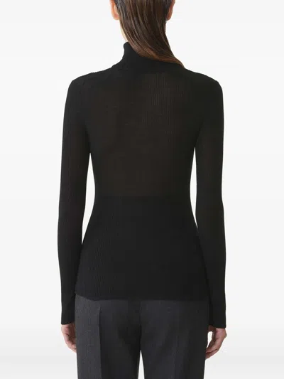 Lanvin Merino Wool And Silk Turtleneck Sweater In Black