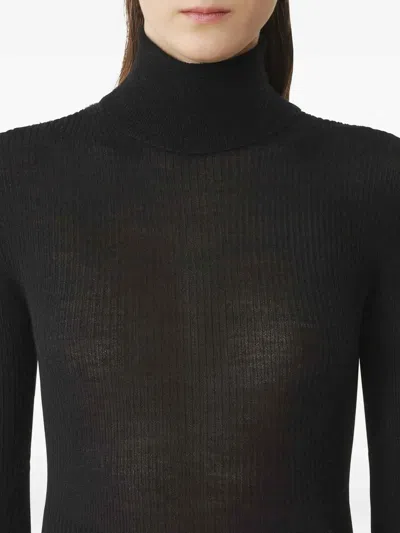 Lanvin Merino Wool And Silk Turtleneck Sweater In Black