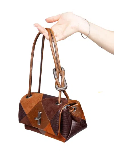 Marc Jacobs The Mini Dual Shoulder Bag In Patchwork Suede In Brown