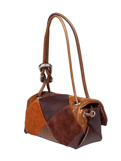 Marc Jacobs The Mini Dual Shoulder Bag In Patchwork Suede In Brown