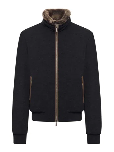 Moorer Beautiful Cashmere And Silk Bomber Jackets In Black