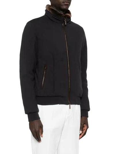 Moorer Beautiful Cashmere And Silk Bomber Jackets In Black