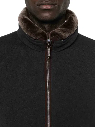 Moorer Beautiful Cashmere And Silk Bomber Jackets In Black