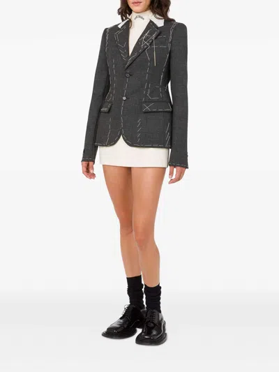 Moschino Couture Grey Wool Blazer In Black