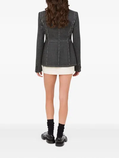 Moschino Couture Grey Wool Blazer In Black