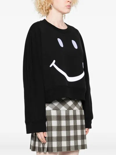 Moschino Graphic Crew Neck Long Sleeve Sweatshirt In Black