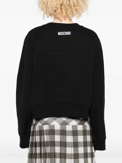 Moschino Graphic Crew Neck Long Sleeve Sweatshirt In Black