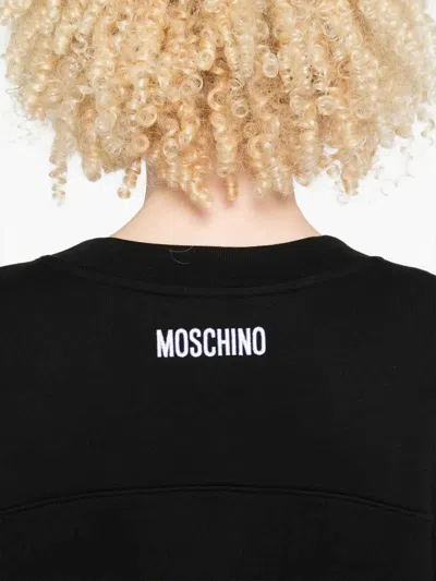 Moschino Graphic Crew Neck Long Sleeve Sweatshirt In Black