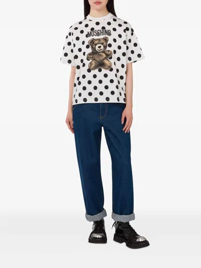 Moschino Teddy Polka Dots T-shirt In White