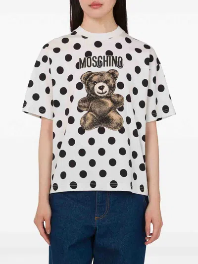Moschino Teddy Polka Dots T-shirt In White