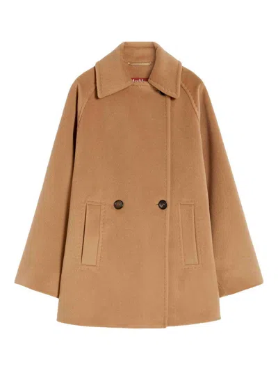 Max Mara Double-breasted Wool Pea Coat In Brown