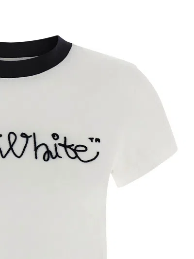 Off-white T-shirt With Embroidered Logo In White