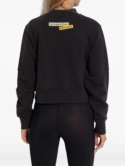 Palm Angels Graphic Print Crew Neck Long Sleeve Sweatshirt In Black