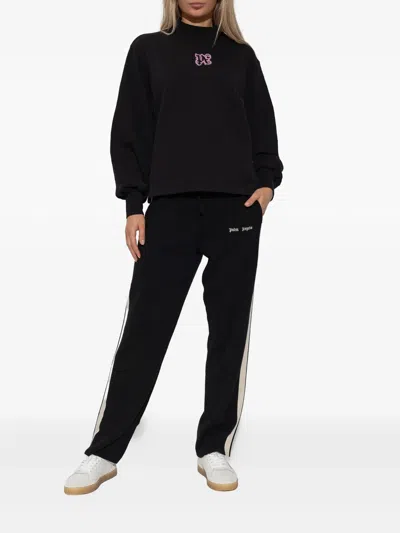 Palm Angels Long Sleeve Mock Neck Knitwear Top In Black