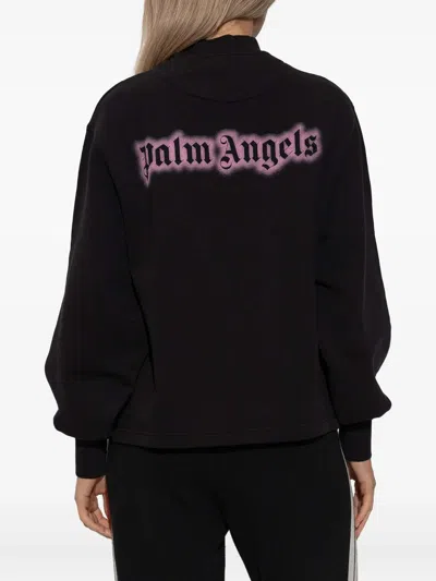 Palm Angels Long Sleeve Mock Neck Knitwear Top In Black