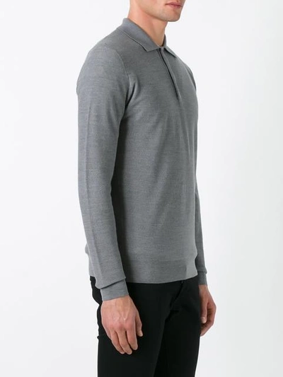 Shop Fashion Clinic Polo Collar Fine Knit Jumper In Grey