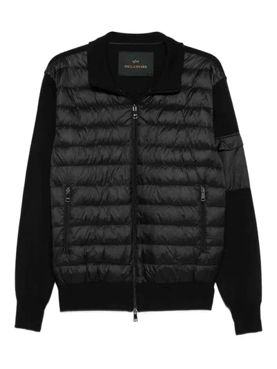 Paul & Shark Quilted Wool-panel Jacket In Black