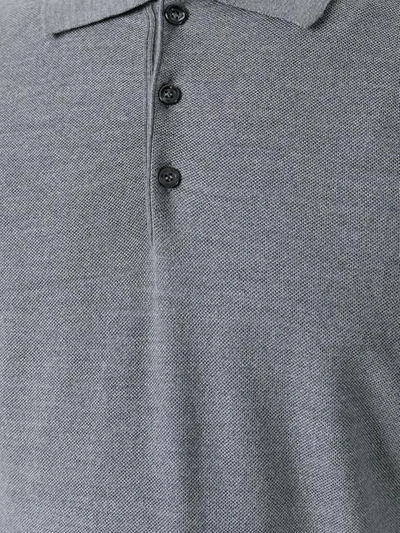Shop Fashion Clinic Polo Collar Fine Knit Jumper In Grey