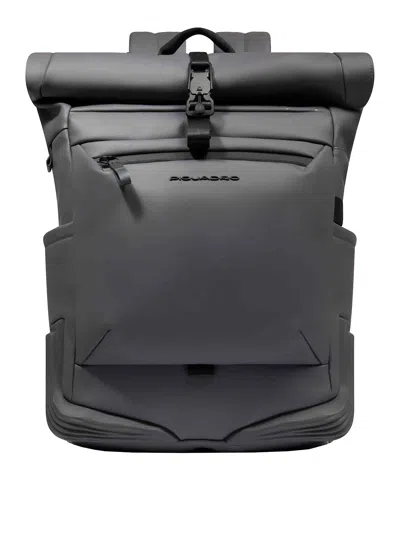 Piquadro Roll Top Waterproof Backpack 26l In Gray