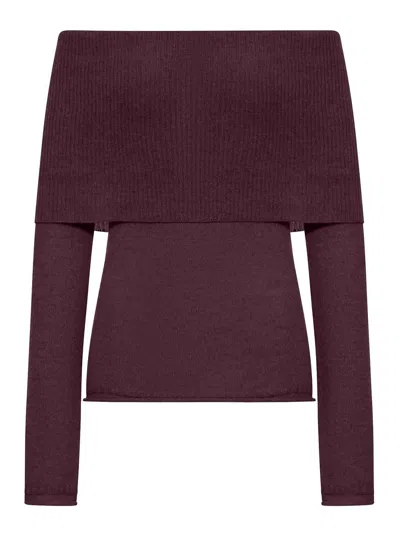 Roberto Collina Ribbed Boat Neck Sweater In Red