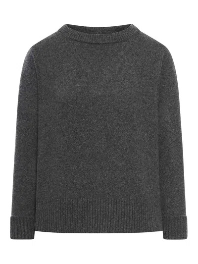 Roberto Collina Crew Neck Sweater In Wool Blend In Gray