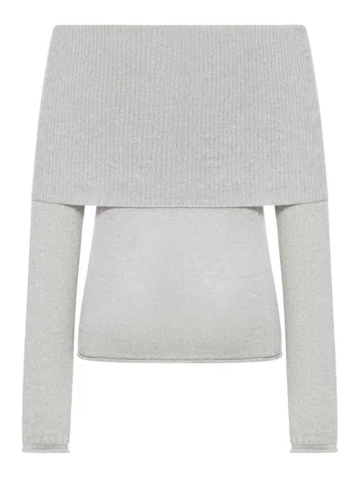 Roberto Collina Ribbed Boat Neck Sweater In Gray