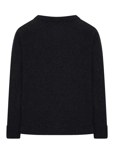 Roberto Collina Crew Neck Sweater In Wool Blend In Black