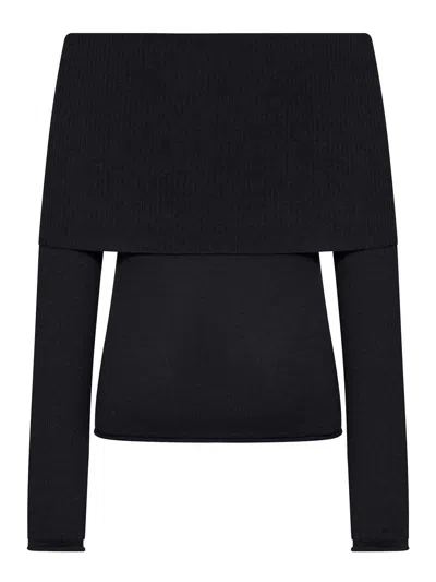 Roberto Collina Ribbed Boat Neck Sweater In Black