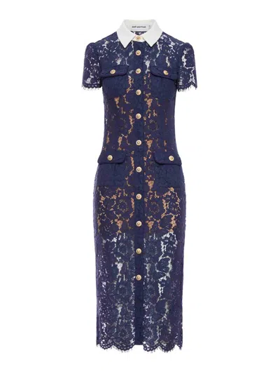 Self-portrait Lace Midi Dress In Blue