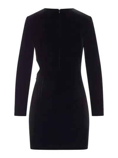 Self-portrait Mini Velvet Dress In Black