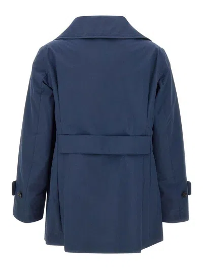 Save The Duck Double-breasted Blue Coat With Tailored Silhouette In Black