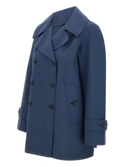 Save The Duck Double-breasted Blue Coat With Tailored Silhouette In Black