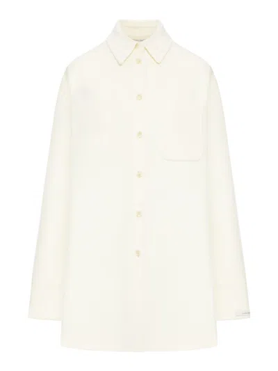 Sportmax Oversized Riber Wool Shirt In Neutral