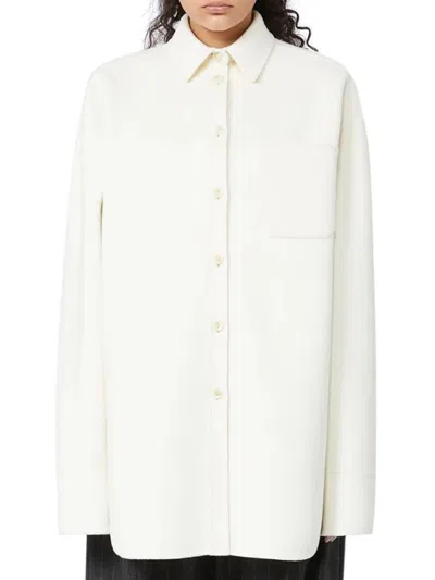 Sportmax Oversized Riber Wool Shirt In Neutral