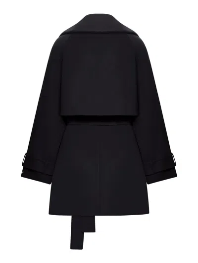 Sportmax Short Belted Trench Coat With Double-breasted Design In Black