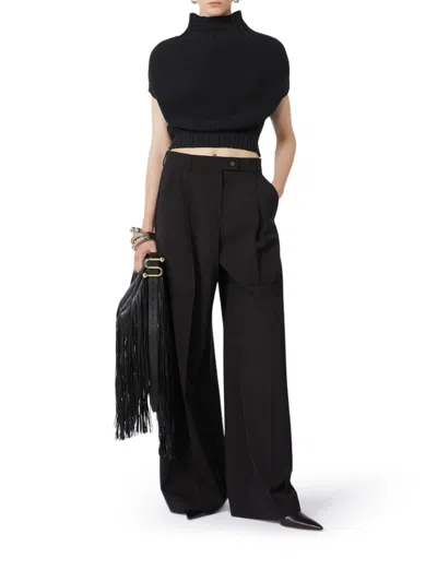 Sportmax Oversized Stretch Wool Pants In Black