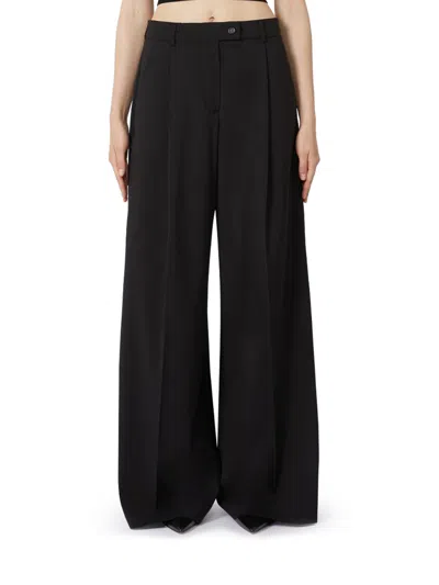 Sportmax Oversized Stretch Wool Pants In Black