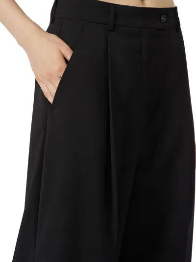 Sportmax Oversized Stretch Wool Pants In Black
