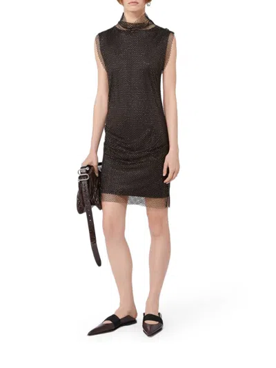 Sportmax Empoli Black Dress In Brown