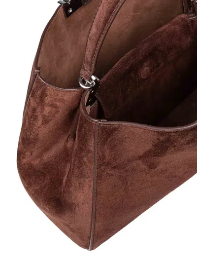 Tory Burch Eleanor Boston Bag In Cocoa Color Suede In Brown