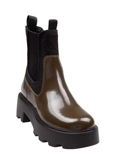 Tory Burch Olive Green Leather And Neoprene Chelsea Boot In Multi