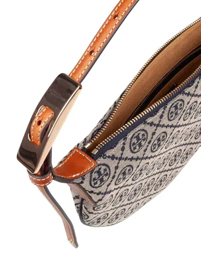 Tory Burch Nylon Shoulder Bag With Monogram Logo In Blue
