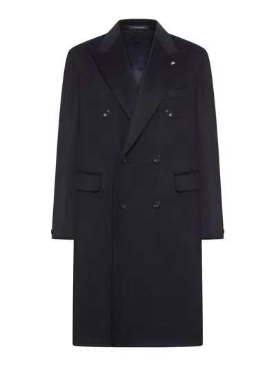 Tagliatore Double-breasted Coat In Blue