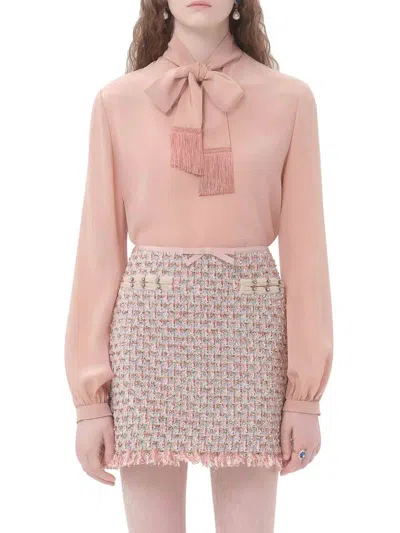 Valentino Crepe Top With Tripoline In Nude