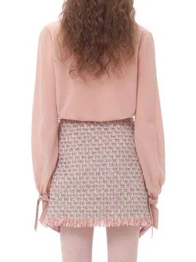 Valentino Crepe Top With Tripoline In Nude