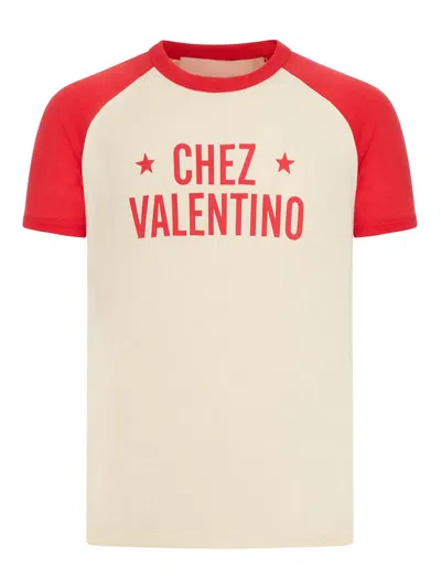 Valentino Short Sleeves Graphic Print In Neutral