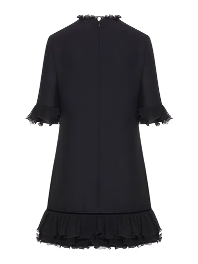 Valentino Short Crepe Couture Dress In Black
